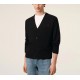 Cardigan AMI PARIS, Black Wool Cardigan With Contrasted Ami De Coeur - HKC361001009