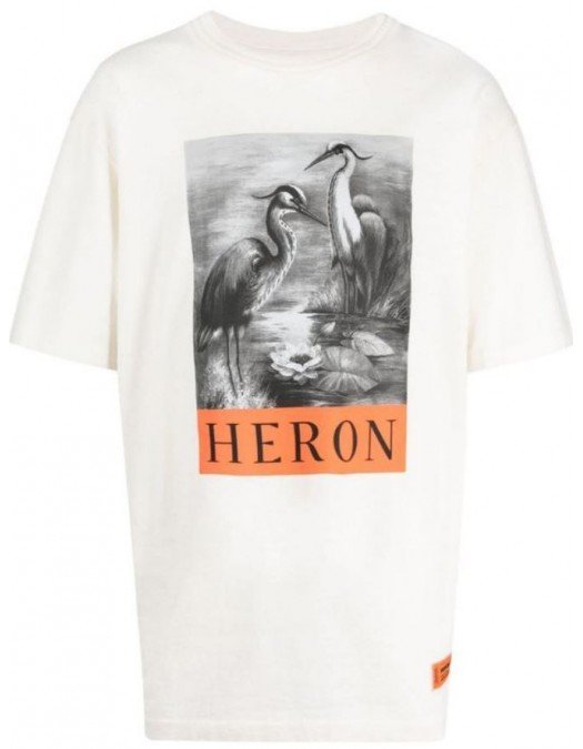 Tricou HERON PRESTON, Print Logo Label, Alb - HMAA026C99JER0010110