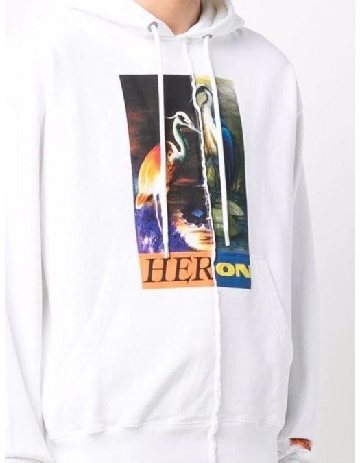 Hanorac Heron Preston, HOODIE SPLIT HERONS WHITE ORANGE - HMBB021F21JER0010122
