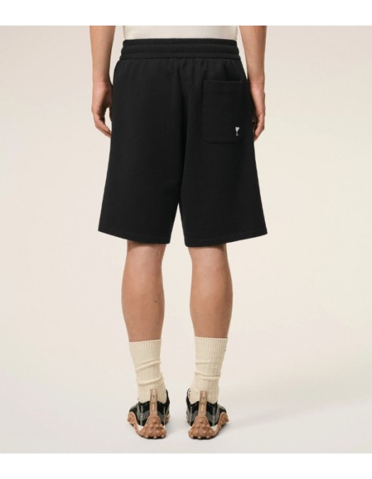 Pantaloni AMI PARIS, Black Cotton Ami De Coeur Short - HSO825730045