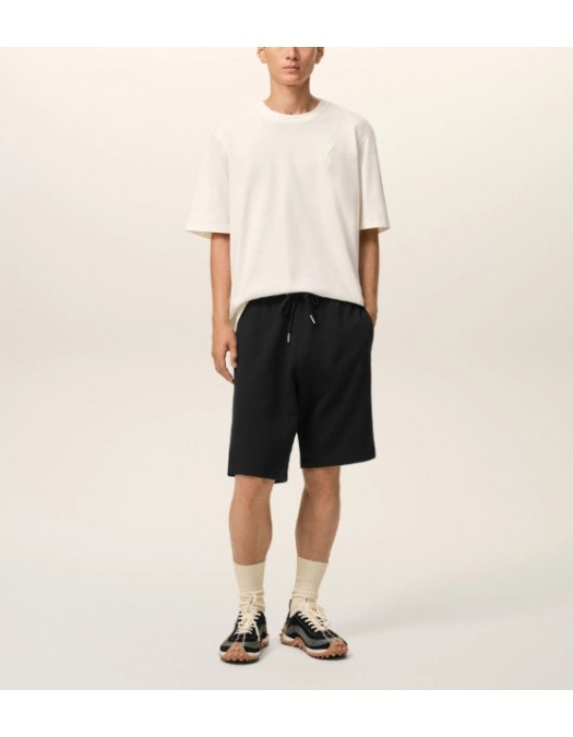 Pantaloni AMI PARIS, Black Cotton Ami De Coeur Short - HSO825730045