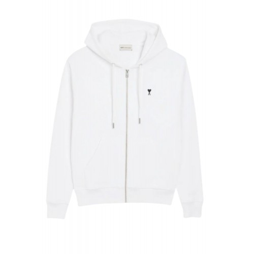 Hanorac AMI PARIS, Zip-up hoodie, White