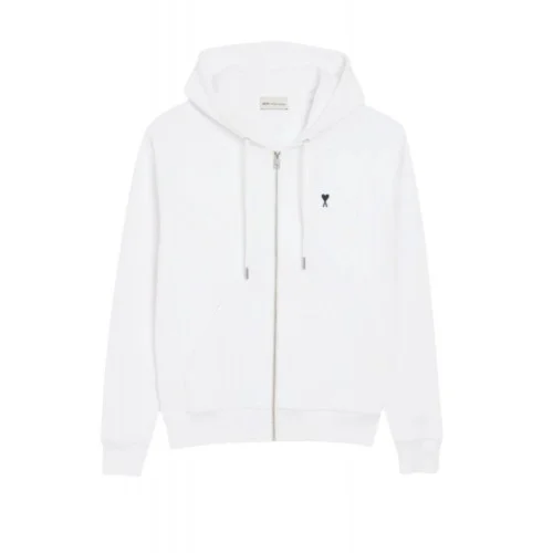 Hanorac AMI PARIS, Zip-up hoodie, White