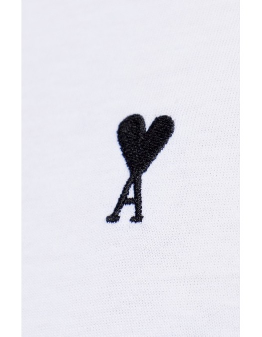 Tricou AMI PARIS, WHITE T-shirt with embroidered logo - HTS346724100