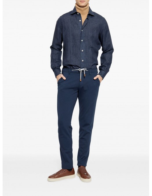 Pantaloni ELEVENTY, Drawstring Chino, Navy Blue - J75PANB21TES0J23111 Pantaloni ELEVENTY, Drawstring Chino, Navy Blue - J75PANB21TES0J23111