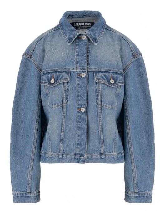 JACHETA JACQUEMUS, Belted Denim Jacket, Blue - JAW00027AD0003833CF