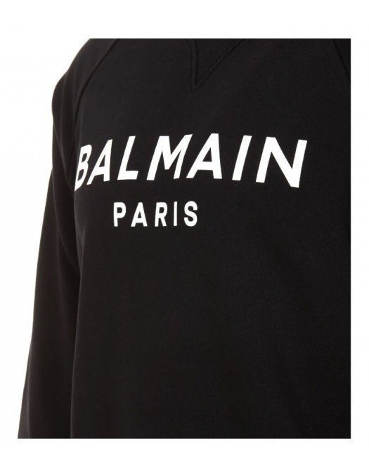 Bluza BALMAIN, White Logo Paris, Black - JQ005BB65EAB