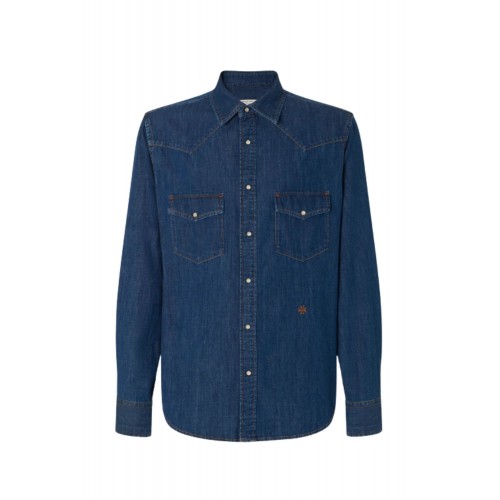Camasa JACOB COHEN, Western, Medium Blue Lightweight Denim with Stone Wash