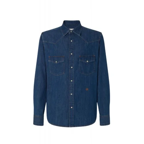 Camasa JACOB COHEN, Western, Medium Blue Lightweight Denim with Stone Wash