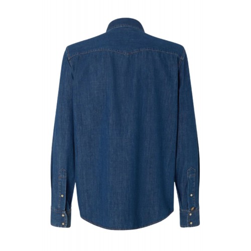 Camasa JACOB COHEN, Western, Medium Blue Lightweight Denim with Stone Wash