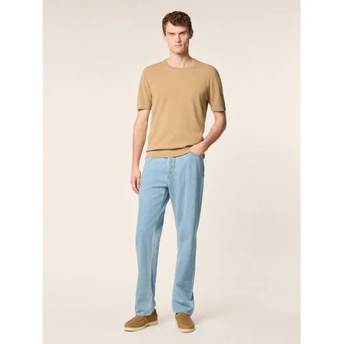 Tricou JACOB COHEN, Short Sleeve Top in Sand Combed Cotton