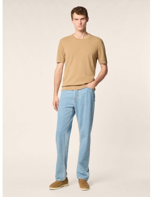 Tricou JACOB COHEN, Short Sleeve Top in Sand Combed Cotton - JUMSG034000X0006FLD08