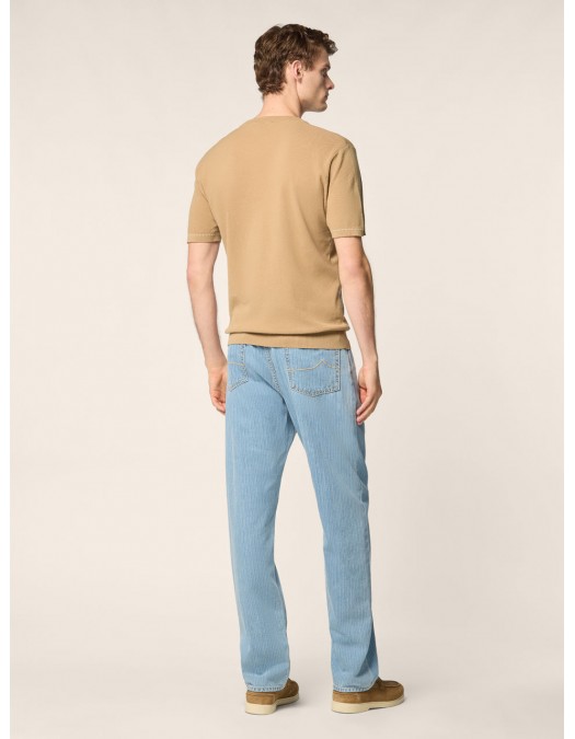 Tricou JACOB COHEN, Short Sleeve Top in Sand Combed Cotton - JUMSG034000X0006FLD08