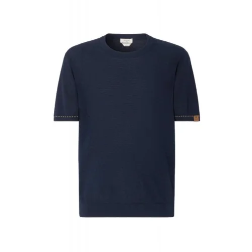 Tricou JACOB COHEN, Short Sleeve Top Combed Cotton, Bleumarin