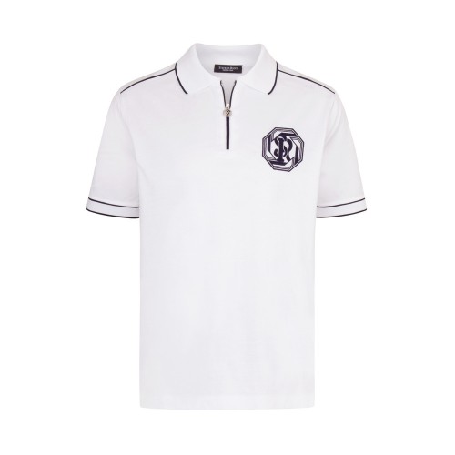 Tricou STEFANO RICCI, Model Polo, Full White, Logo brodat Tricou STEFANO RICCI, Model Polo, Full White, Logo brodat