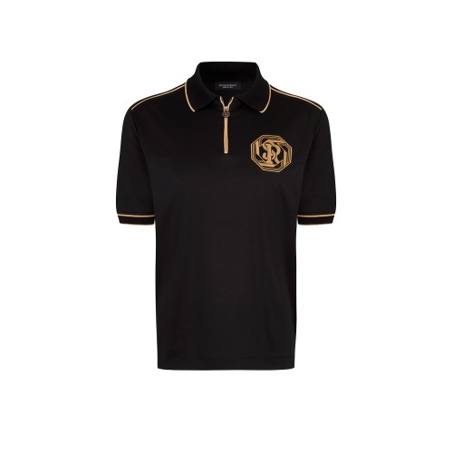 Tricou STEFANO RICCI, Model Polo, Insertii gold, Logo brodat Tricou STEFANO RICCI, Model Polo, Insertii gold, Logo brodat