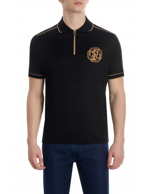 Tricou STEFANO RICCI, Model Polo, Insertii gold, Logo brodat - K111031P31T241523131