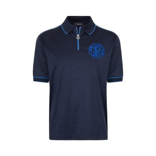 Tricou STEFANO RICCI, Model Polo, Zip Insert, Blue