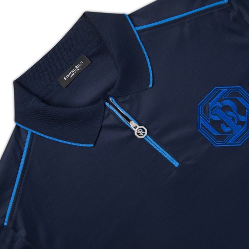 Tricou STEFANO RICCI, Model Polo, Zip Insert, Blue