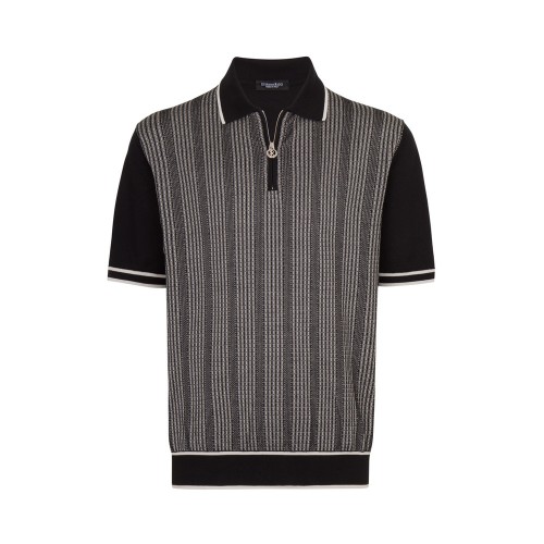Tricou STEFANO RICCI, Model Polo, Imprimeu alb geometric Tricou STEFANO RICCI, Model Polo, Imprimeu alb geometric