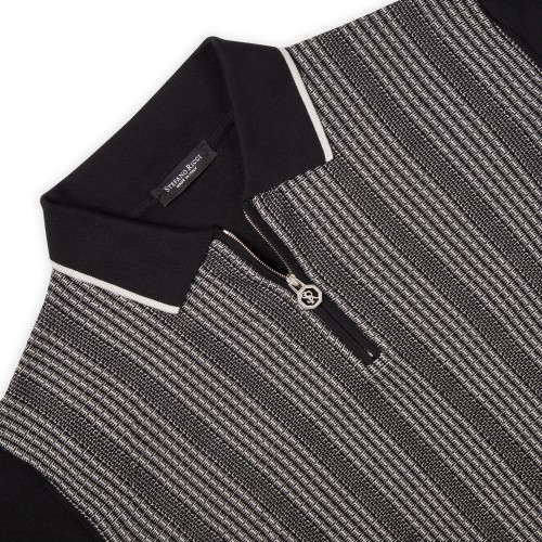 Tricou STEFANO RICCI, Model Polo, Imprimeu alb geometric Tricou STEFANO RICCI, Model Polo, Imprimeu alb geometric