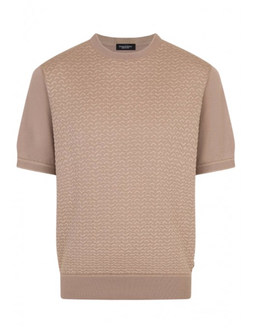 Tricou STEFANO RICCI, Crew neck sweater in cotton and silk, Beige - K212037G10F261933227