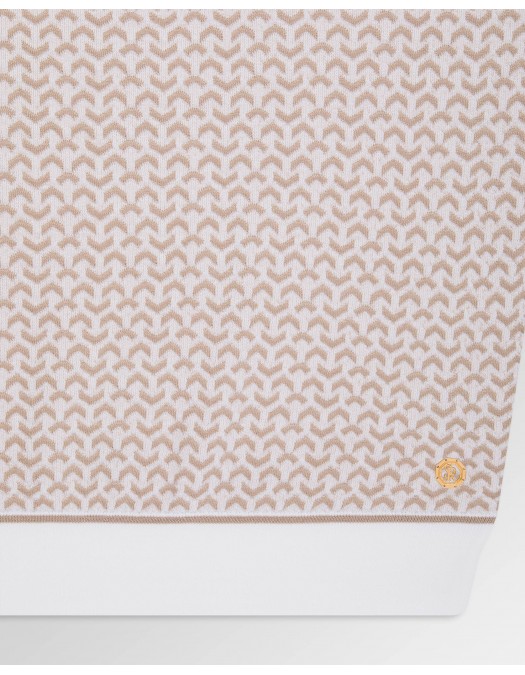 STEFANO RICCI, Cotton and silk knit zip-up polo shirt, Bej/Alb - K212037P31F261933100