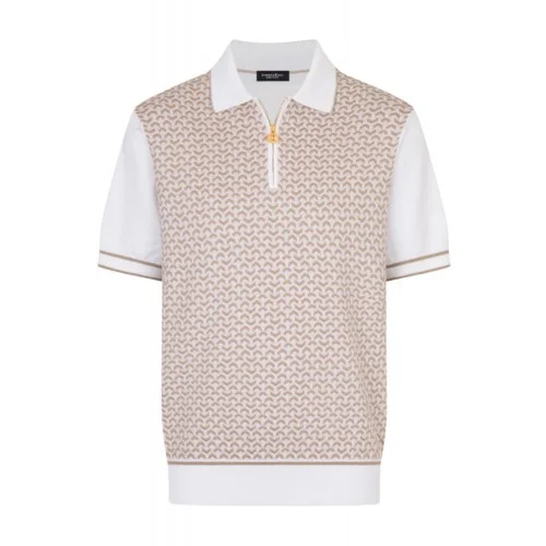 Cotton and silk knit zip up polo shirt - Capodopera 12