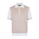 STEFANO RICCI, Cotton and silk knit zip-up polo shirt, Bej/Alb - K212037P31F261933100