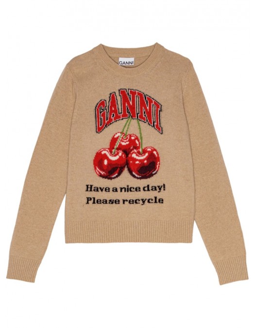 Pulover GANNI, Cherries Jumper, Brown - K2320883