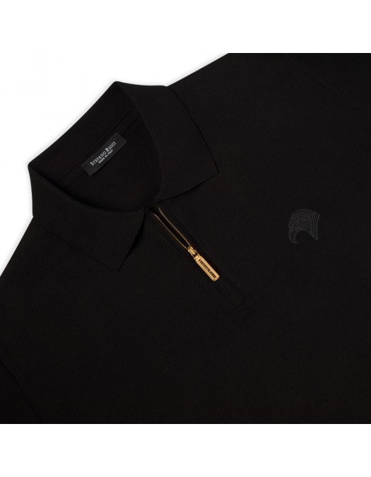 Tricou STEFANO RICCI, Model Polo Clasic, Black, Insertie fermoar - K313030P31F24145131