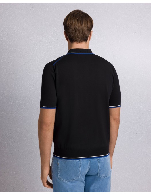 Tricou STEFANO RICCI, Cotton knit zip polo, Negru - K313051P31F261463131