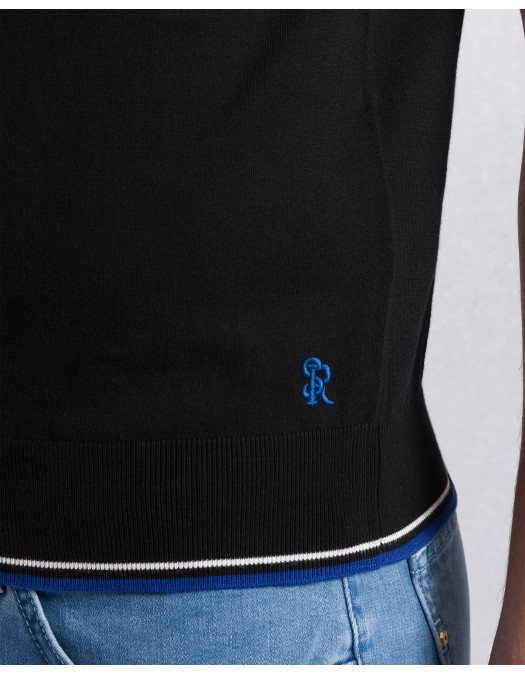 Tricou STEFANO RICCI, Cotton knit zip polo, Negru - K313051P31F261463131