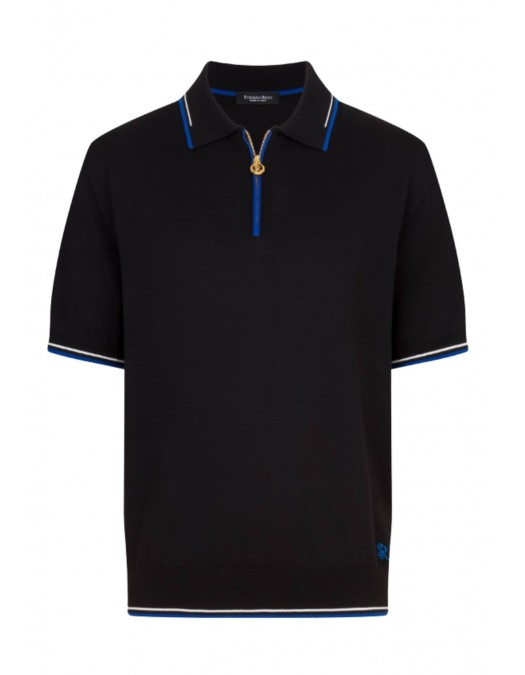 Tricou STEFANO RICCI, Cotton knit zip polo, Negru - K313051P31F261463131