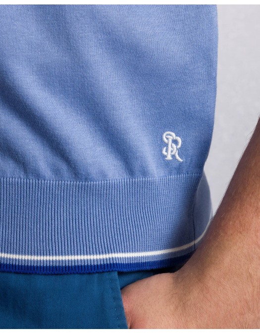 Tricou STEFANO RICCI, Cotton knit zip polo, Albastru - K313051P31F261463146