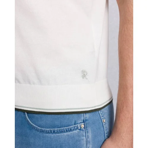 Tricou STEFANO RICCI, Cotton knit zip polo, Alb
