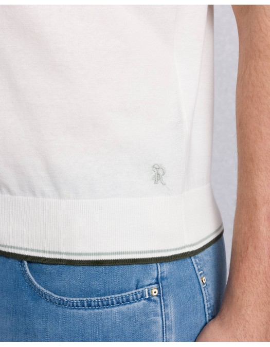 Tricou STEFANO RICCI, Cotton knit zip polo, Alb - K313051P31F261463204