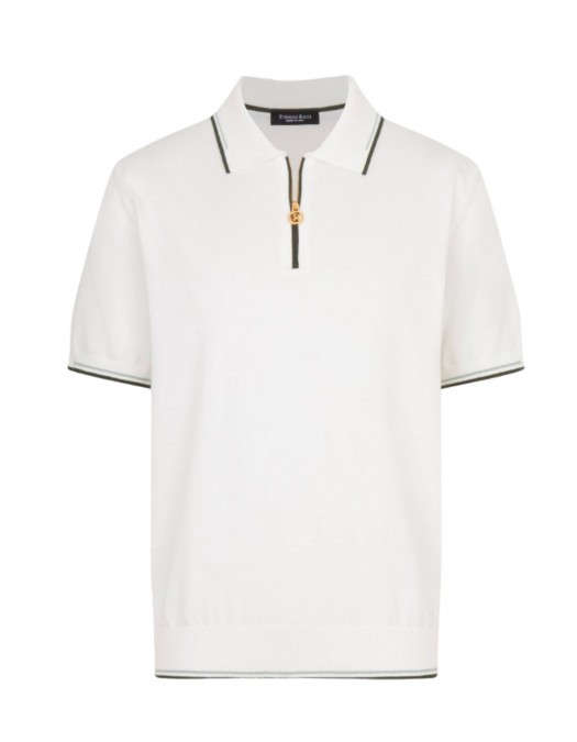 Tricou STEFANO RICCI, Cotton knit zip polo, Alb - K313051P31F261463204