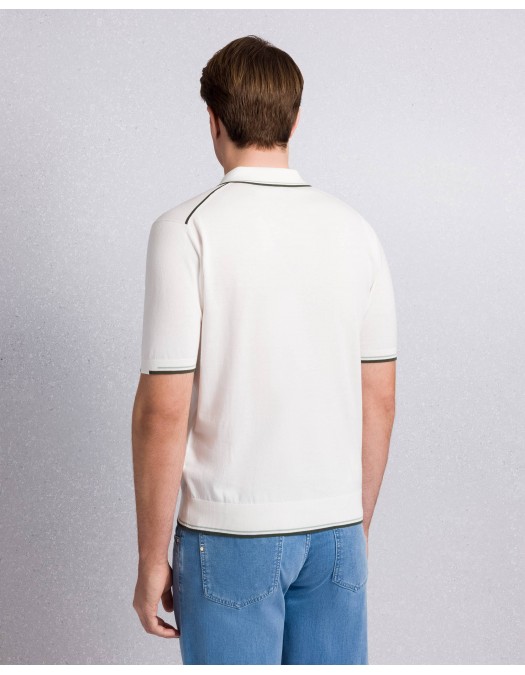 Tricou STEFANO RICCI, Cotton knit zip polo, Alb - K313051P31F261463204