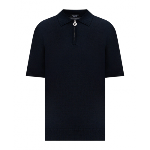 Tricou STEFANO RICCI, Polo, Zipper, Monogram, Silk, Navy Blue Tricou STEFANO RICCI, Polo, Zipper, Monogram, Silk, Navy Blue
