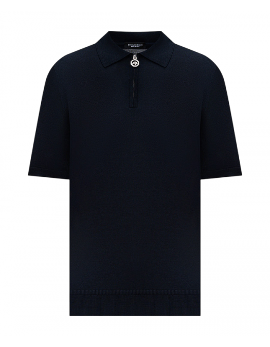 Tricou STEFANO RICCI, Polo, Zipper, Monogram, Silk, Navy Blue - K414000P31F25160198