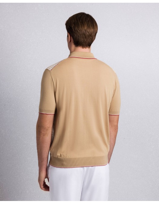 Tricou STEFANO RICCI, Cotton and silk knit zip polo, Red insert - K414016P31F261673215