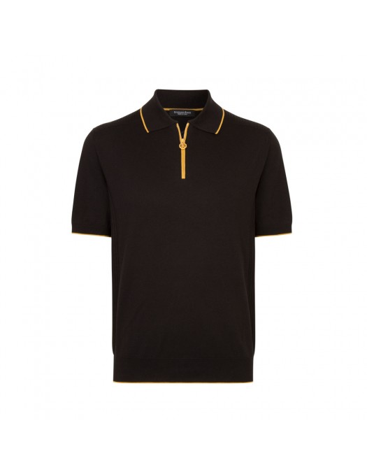 Tricou STEFANO RICCI, Polo, Zip Collar, Yellow Details, Brown - K616410P31F251163131