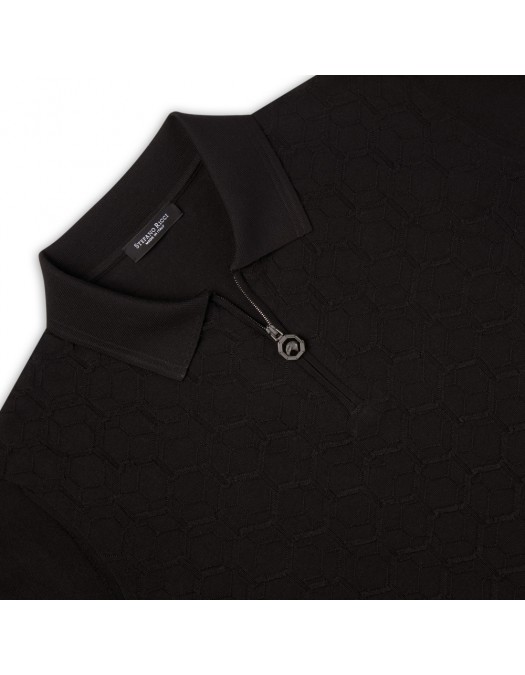 Tricou STEFANO RICCI, Model Polo, Imprimeu geometric, Black - K818068P31F241732131