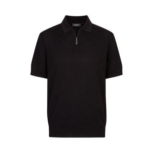 Tricou STEFANO RICCI, Polo Design, Monogram, Model, Silk, Black Tricou STEFANO RICCI, Polo Design, Monogram, Model, Silk, Black