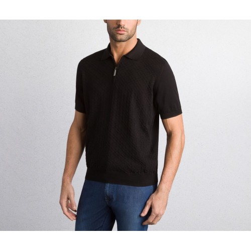 Tricou STEFANO RICCI, Polo Design, Monogram, Model, Silk, Black Tricou STEFANO RICCI, Polo Design, Monogram, Model, Silk, Black