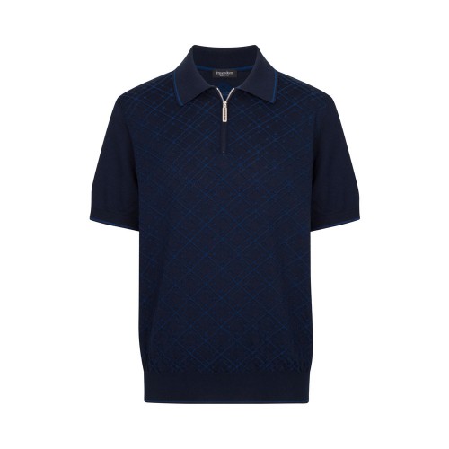 Tricou STEFANO RICCI, Polo Design, Monogram, Model, Silk, Navy blue Tricou STEFANO RICCI, Polo Design, Monogram, Model, Silk, Navy blue