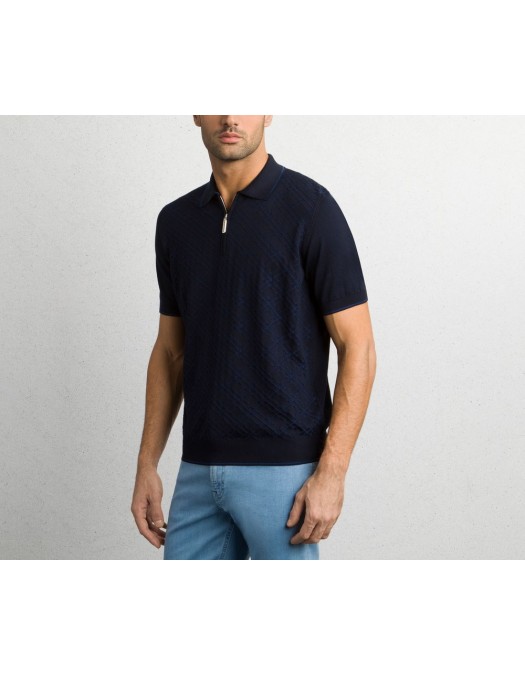 Tricou STEFANO RICCI, Polo Design, Monogram, Model, Silk, Navy blue - K818090P31F251722198