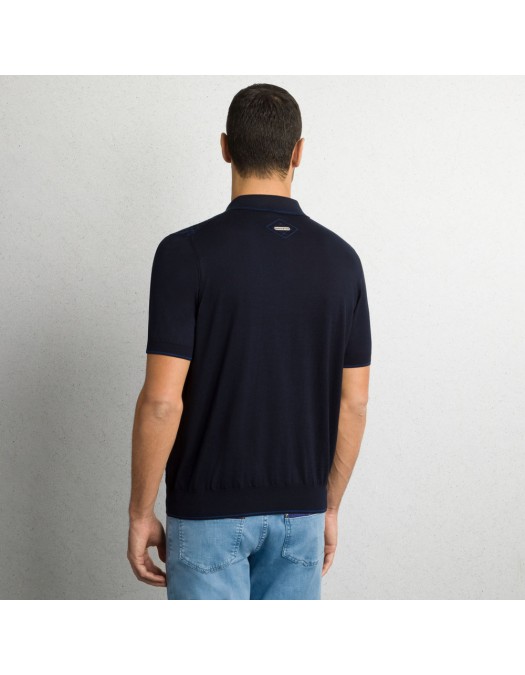 Tricou STEFANO RICCI, Polo Design, Monogram, Model, Silk, Navy blue - K818090P31F251722198