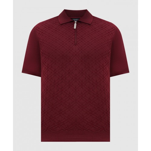 Tricou STEFANO RICCI, Polo Design, Monogram Insert, Silk, Burgundy Tricou STEFANO RICCI, Polo Design, Monogram Insert, Silk, Burgundy